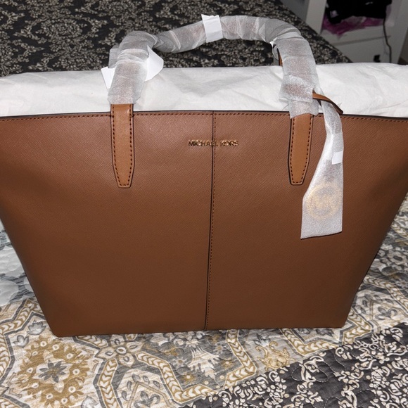 Michael Kors Chestnut Leather Tote - Picture 1 of 8